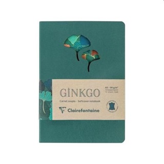 P0130-0477 - Br Jegyzetfzet Clairefontaine Ginkgo, A5, 72 Lapos, Vonalas, Vegyes Minta